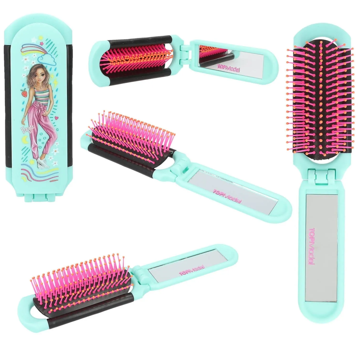 TOPModel  Foldable Hairbrush with Mirror - Choice of 3