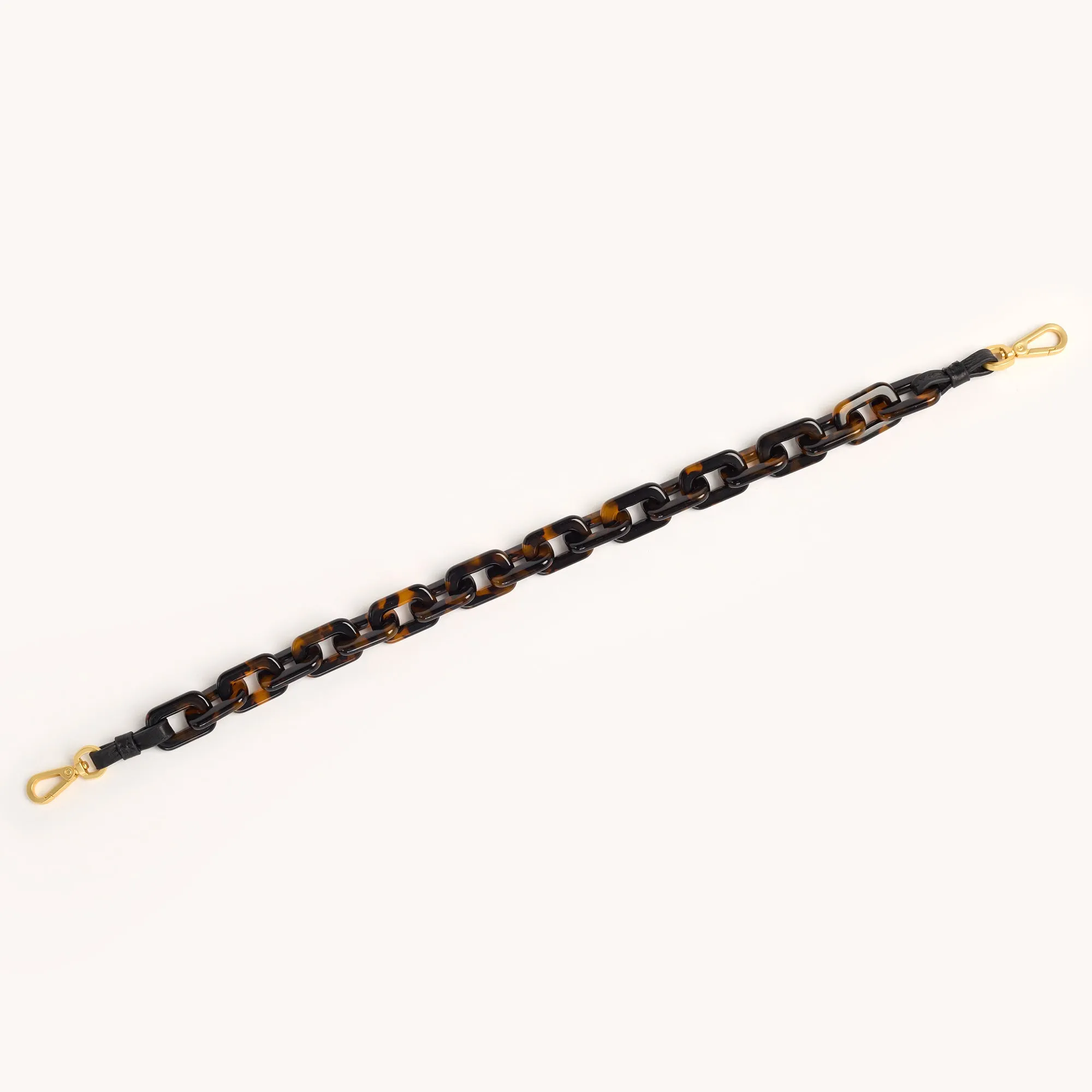 Tortoise Shell Shoulder Strap | Black/Brushed Gold