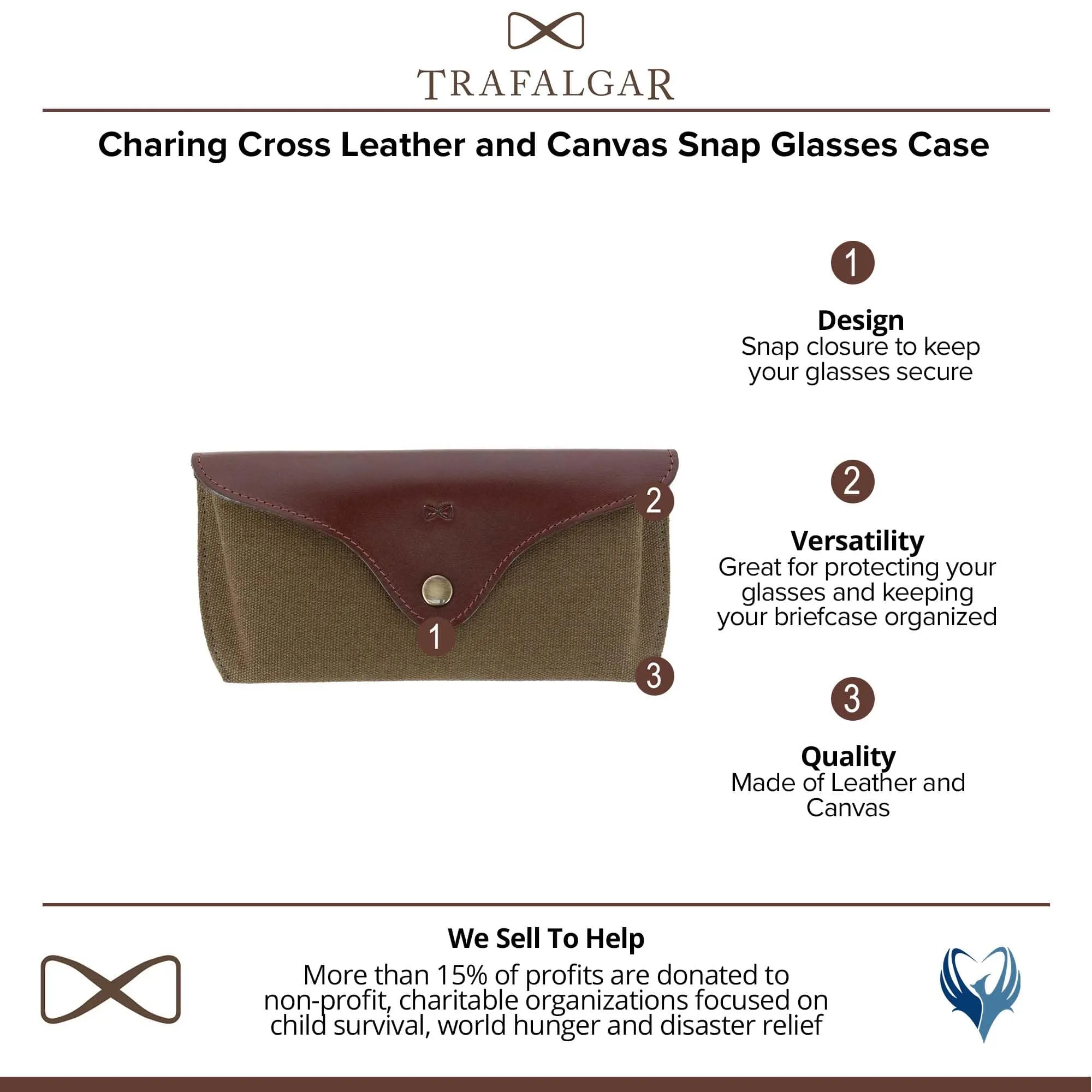 Trafalgar Charing Cross Leather and Canvas Glasses Case