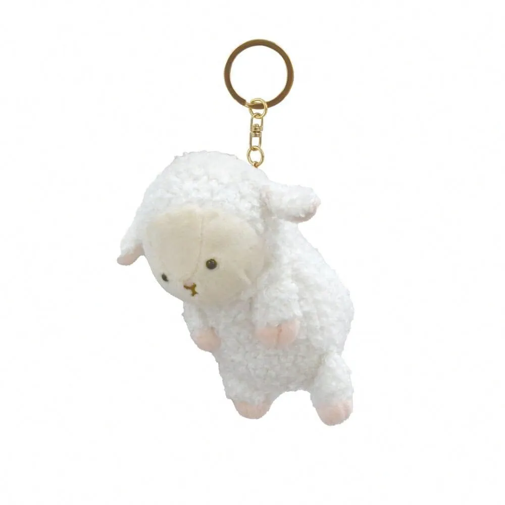 Tsumamikko plush keychain plush toy pendant with hanging ring with zipper key ring cute healing auspicious sheep panda bear sloth