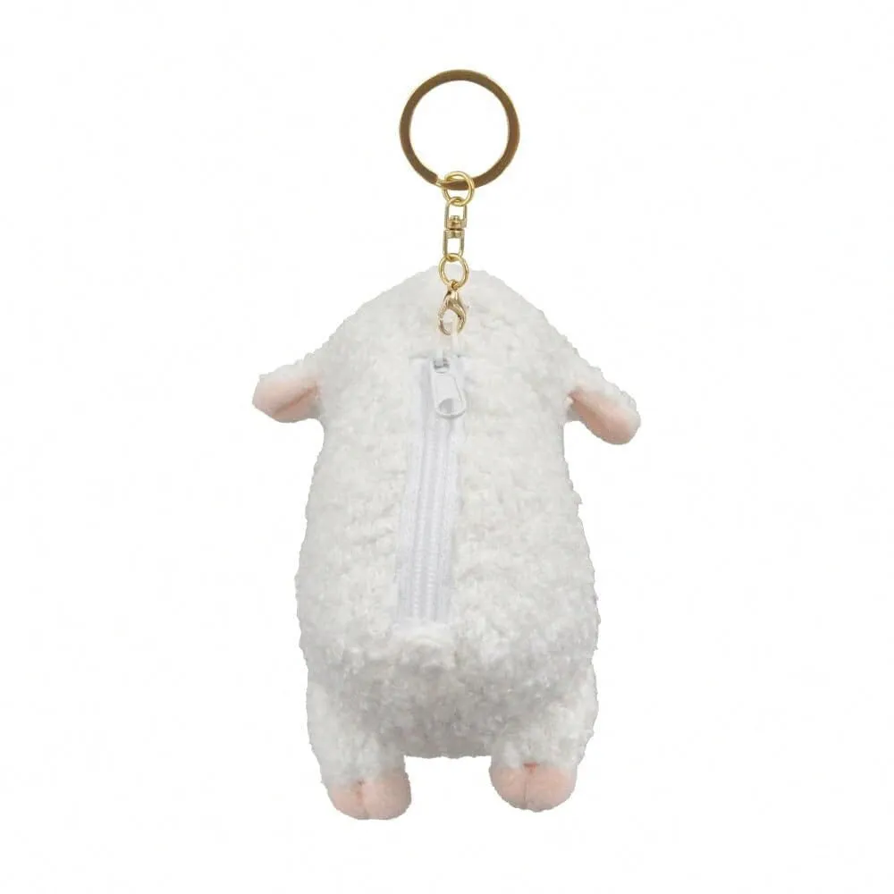 Tsumamikko plush keychain plush toy pendant with hanging ring with zipper key ring cute healing auspicious sheep panda bear sloth