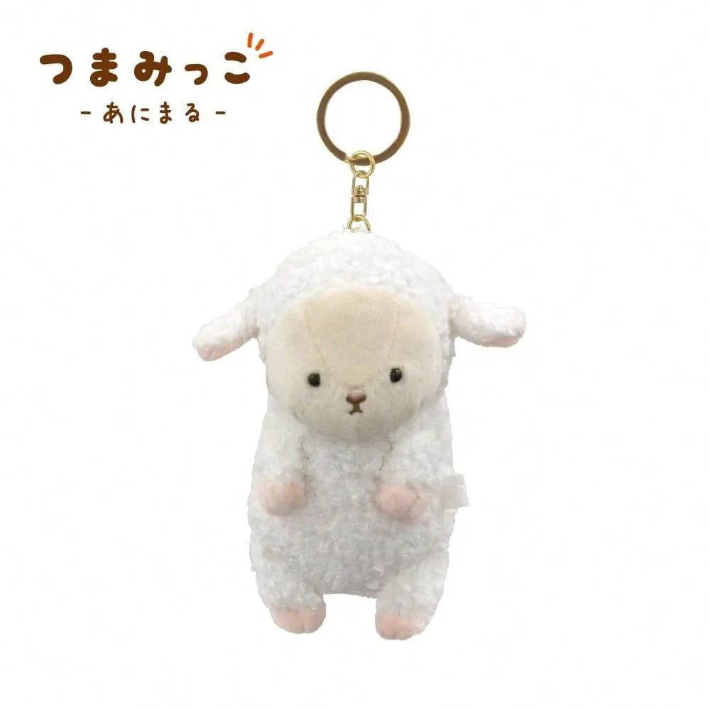 Tsumamikko plush keychain plush toy pendant with hanging ring with zipper key ring cute healing auspicious sheep panda bear sloth