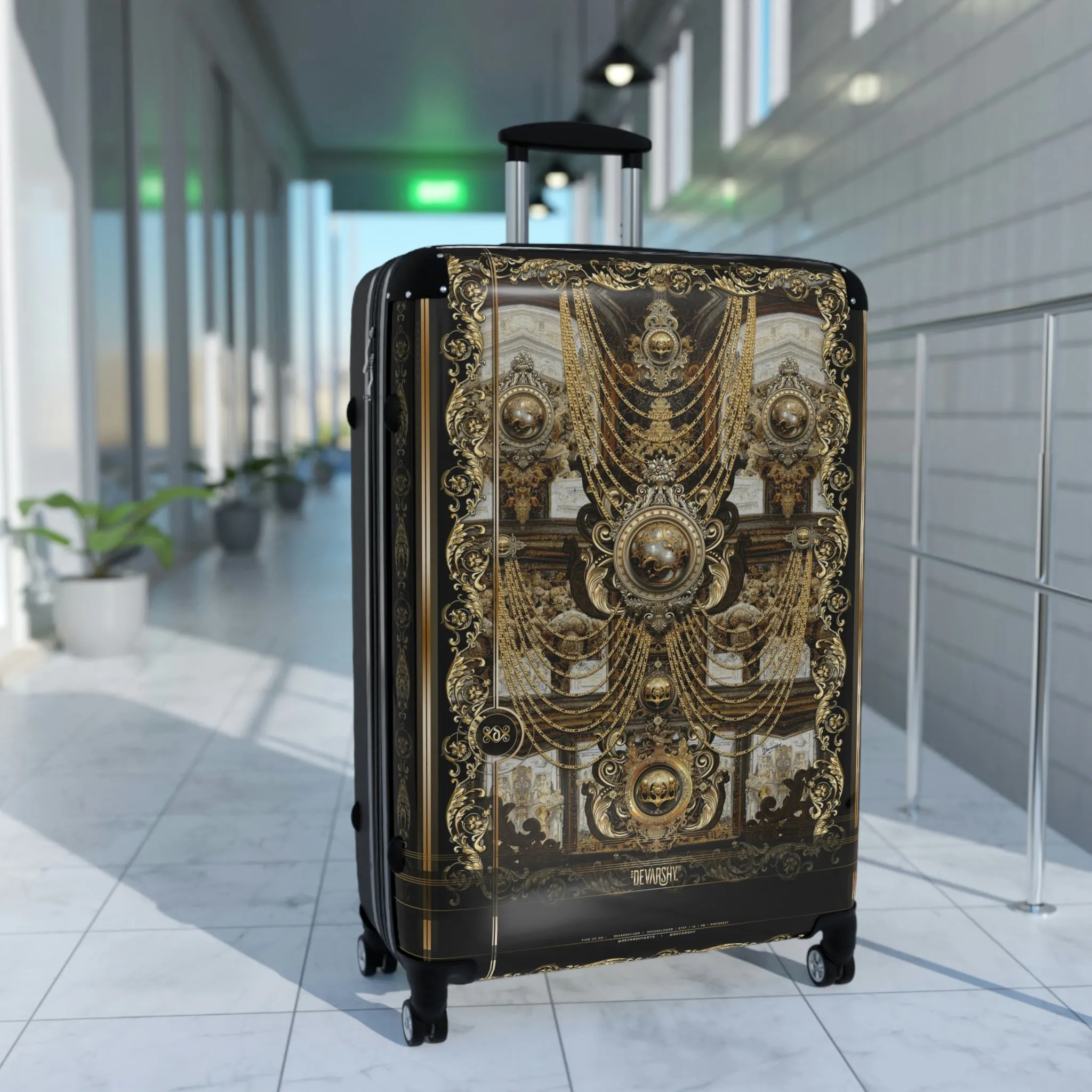 Unchained Harmony Suitcase Carry-on Suitcase Gold Chains Luggage Luxury Hard Shell Suitcase in 3 Sizes | 10090B