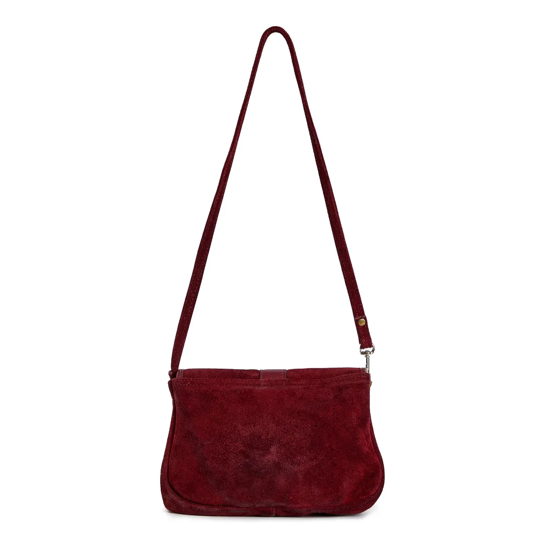 Vintage 1970s Oxblood Red Suede Shoulder Bag