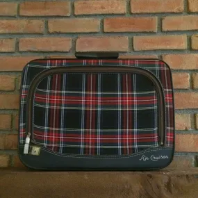 Vintage Plaid Suitcase. Air Cruiser by Leeds. Red Plaid Luggage. Train Case. Overnight Bag.