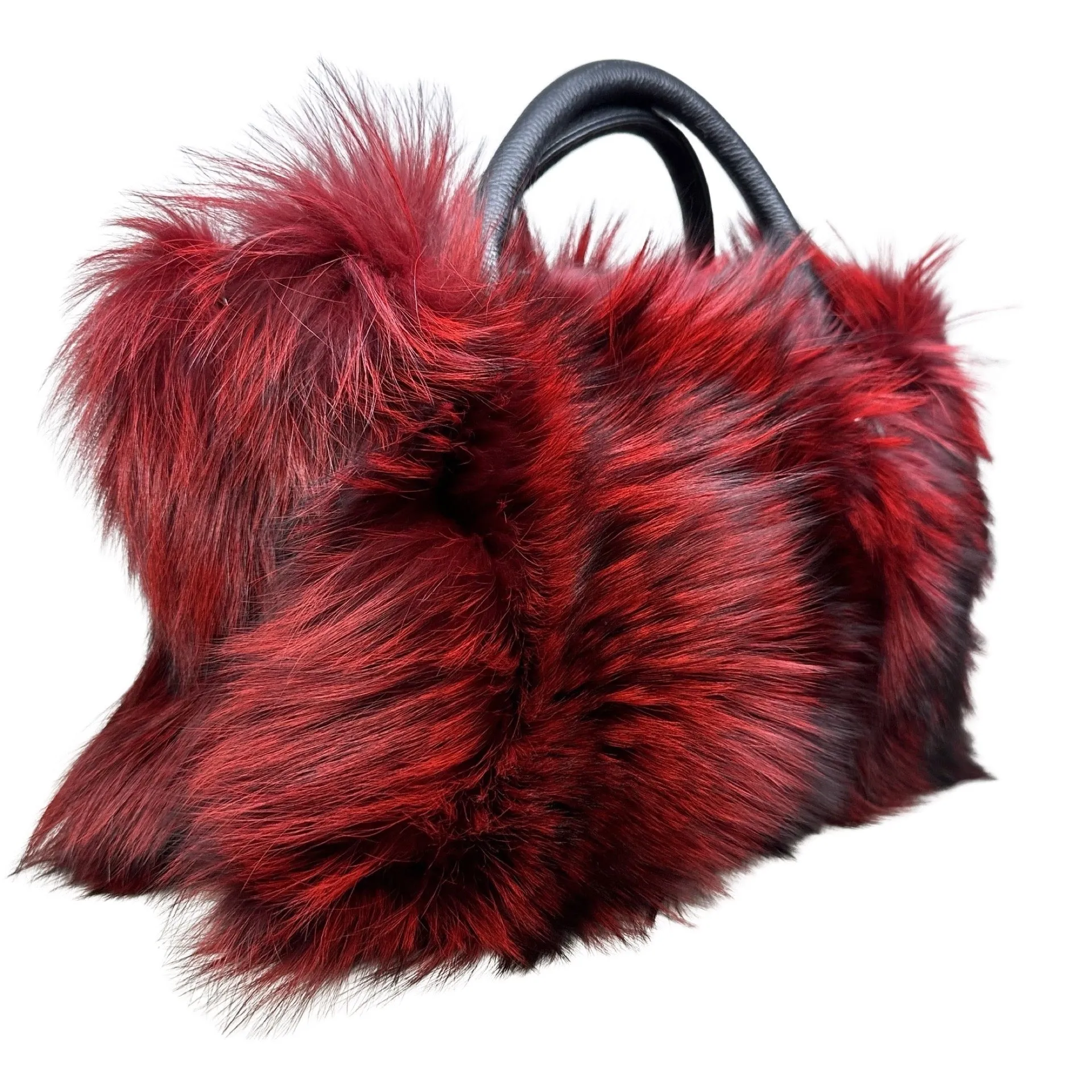 Volare Ladies Wine Fox Fur Handbag