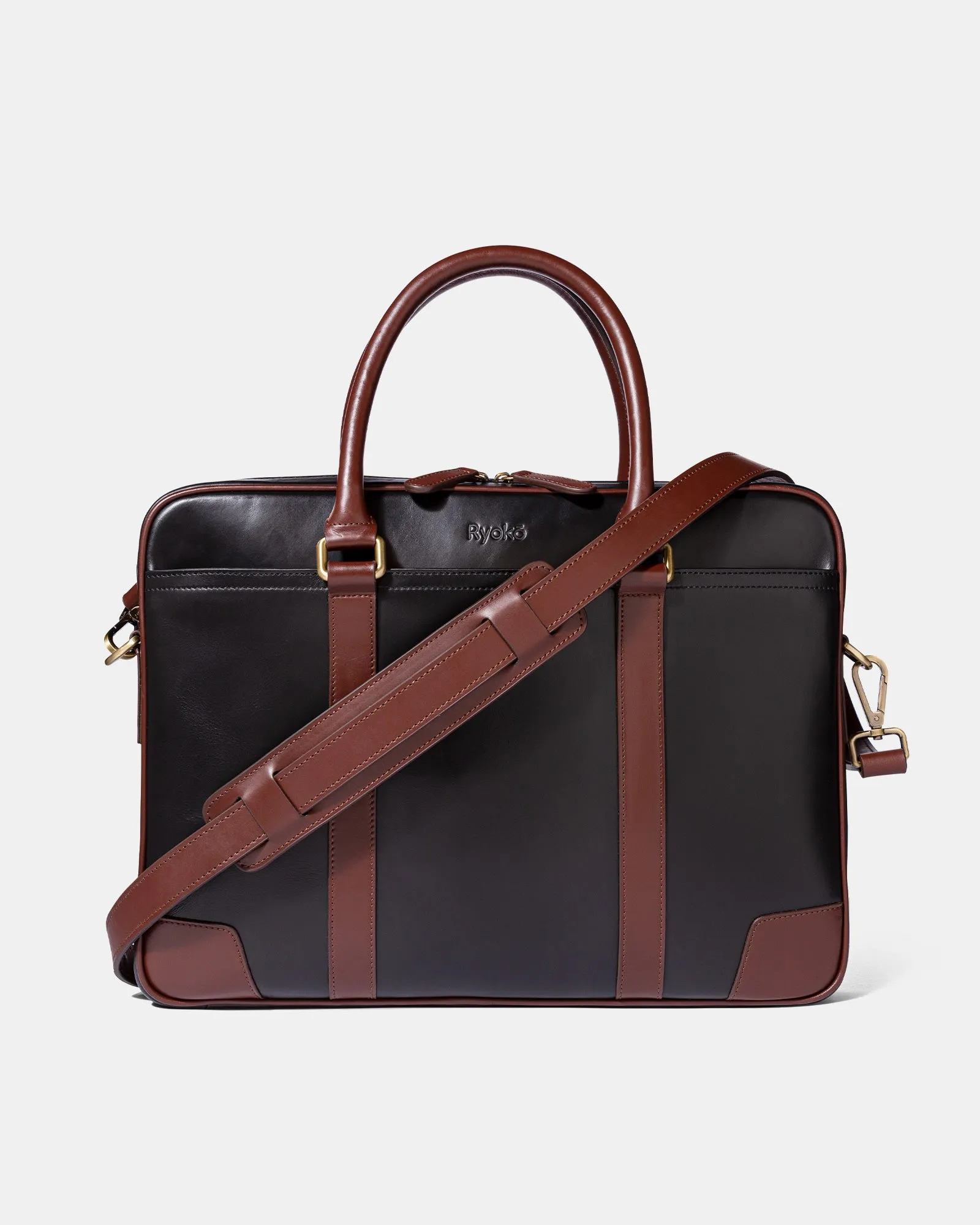 Wellington Work Briefcase | Black & Brown