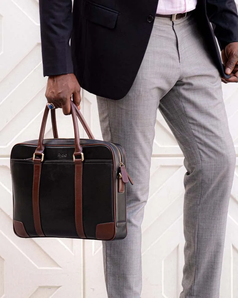 Wellington Work Briefcase | Black & Brown