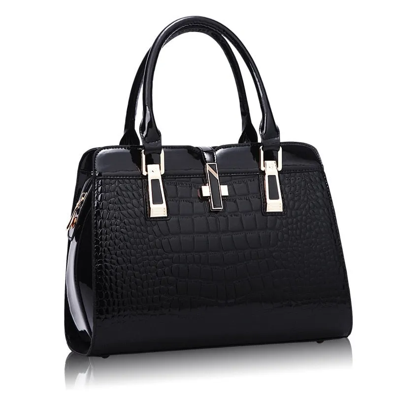 Womens PU Leather Patent Luxury Handbag