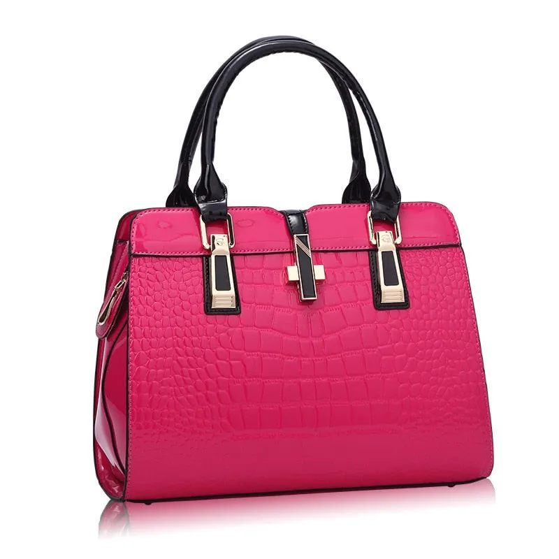 Womens PU Leather Patent Luxury Handbag