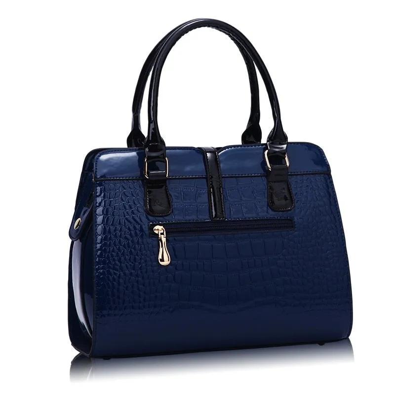 Womens PU Leather Patent Luxury Handbag