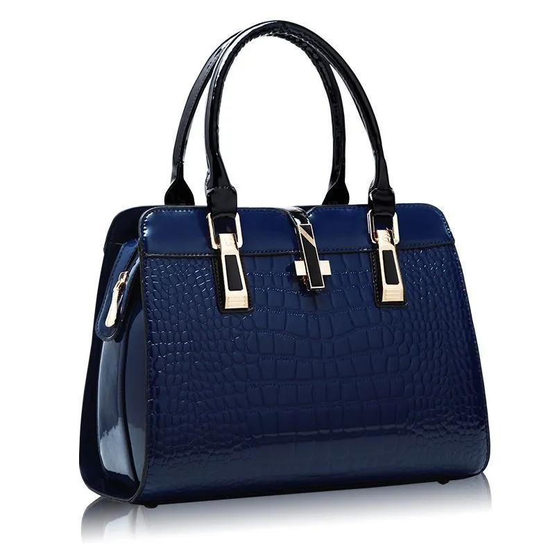 Womens PU Leather Patent Luxury Handbag