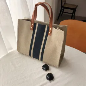 Women's Striped Canvas Handbag