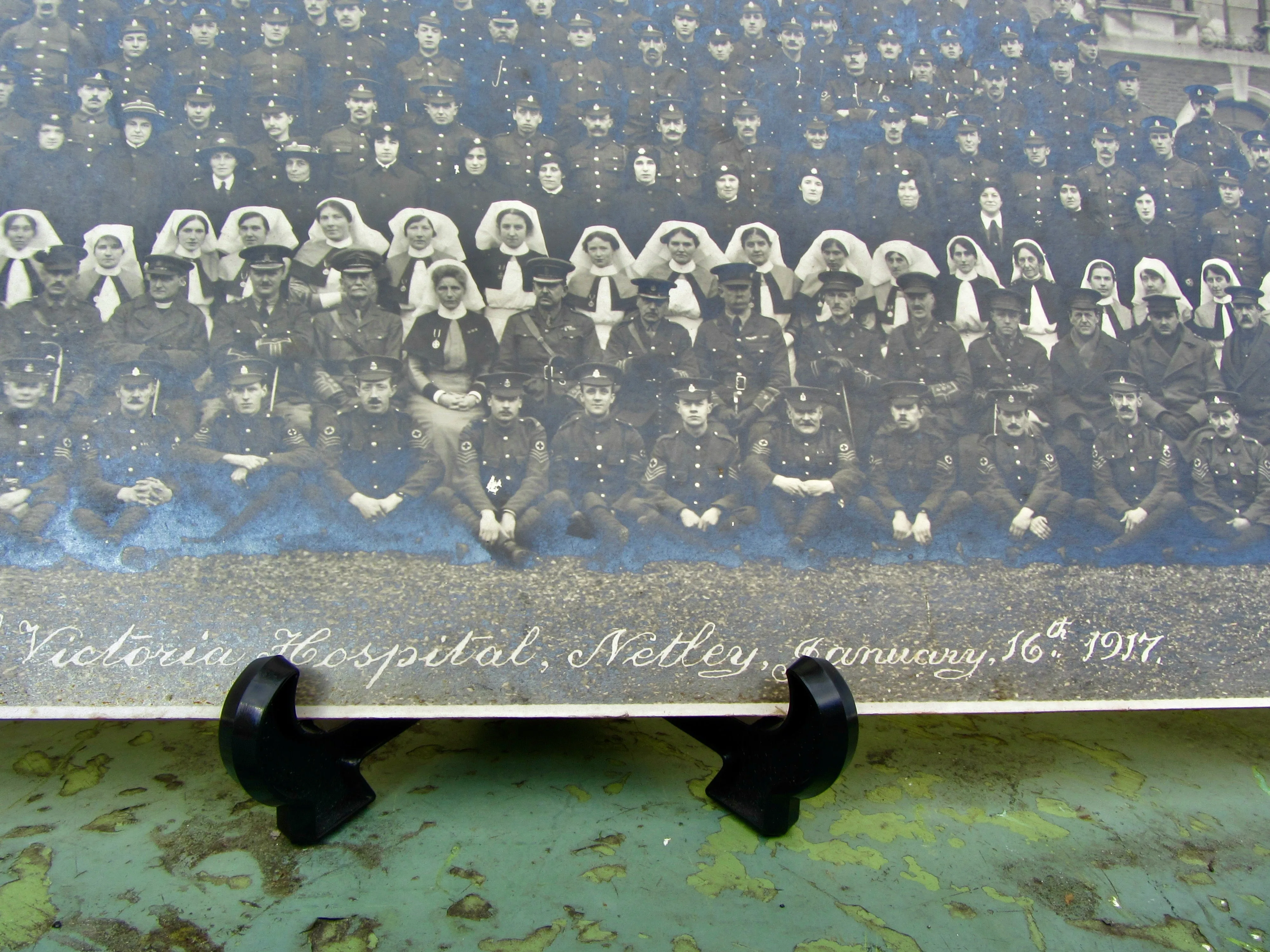 WW1 Panoramic Monochrome Photograph Of Staff At The Royal Victoria Hospital Netley