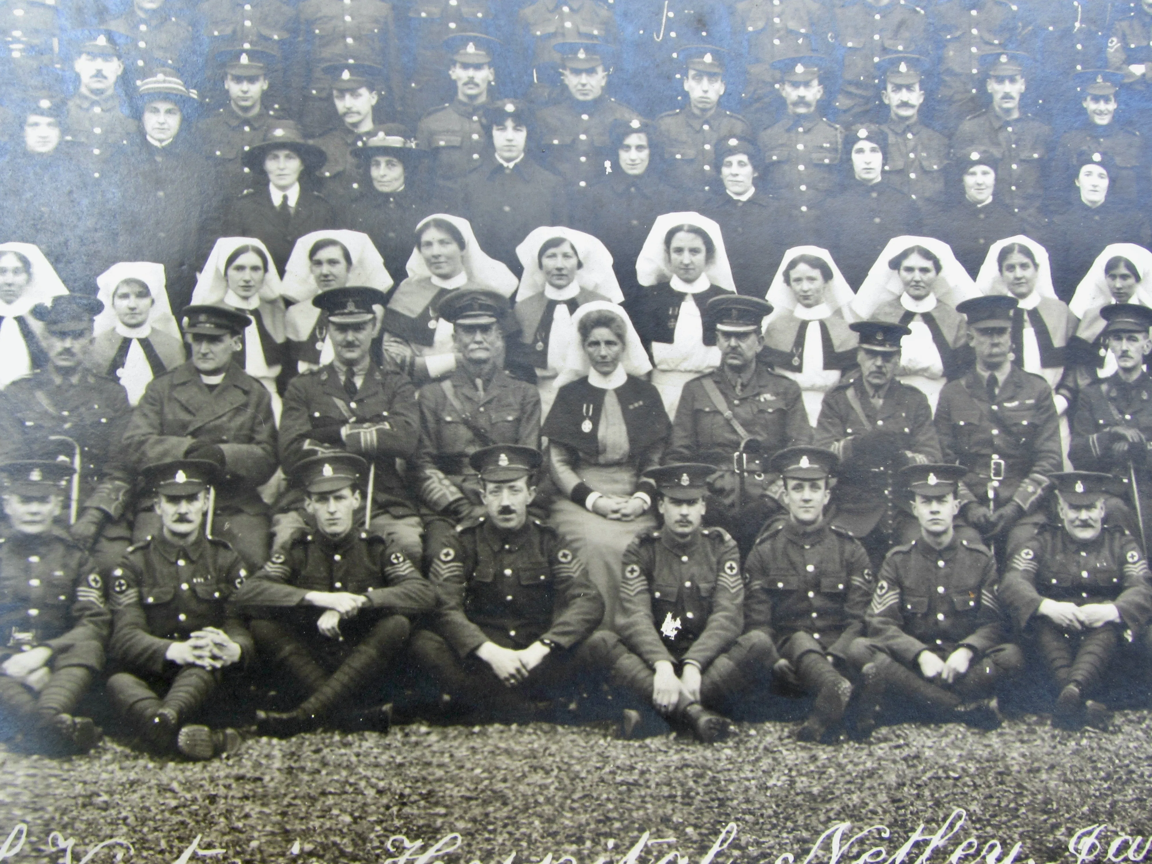 WW1 Panoramic Monochrome Photograph Of Staff At The Royal Victoria Hospital Netley