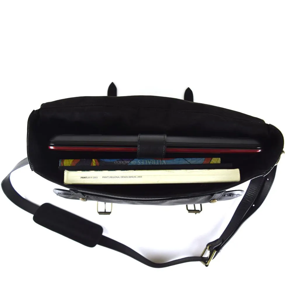 Wyoming Portfolio Briefcase in Black Leather - Harley logo - FINAL SALE - no exchange - 45% off