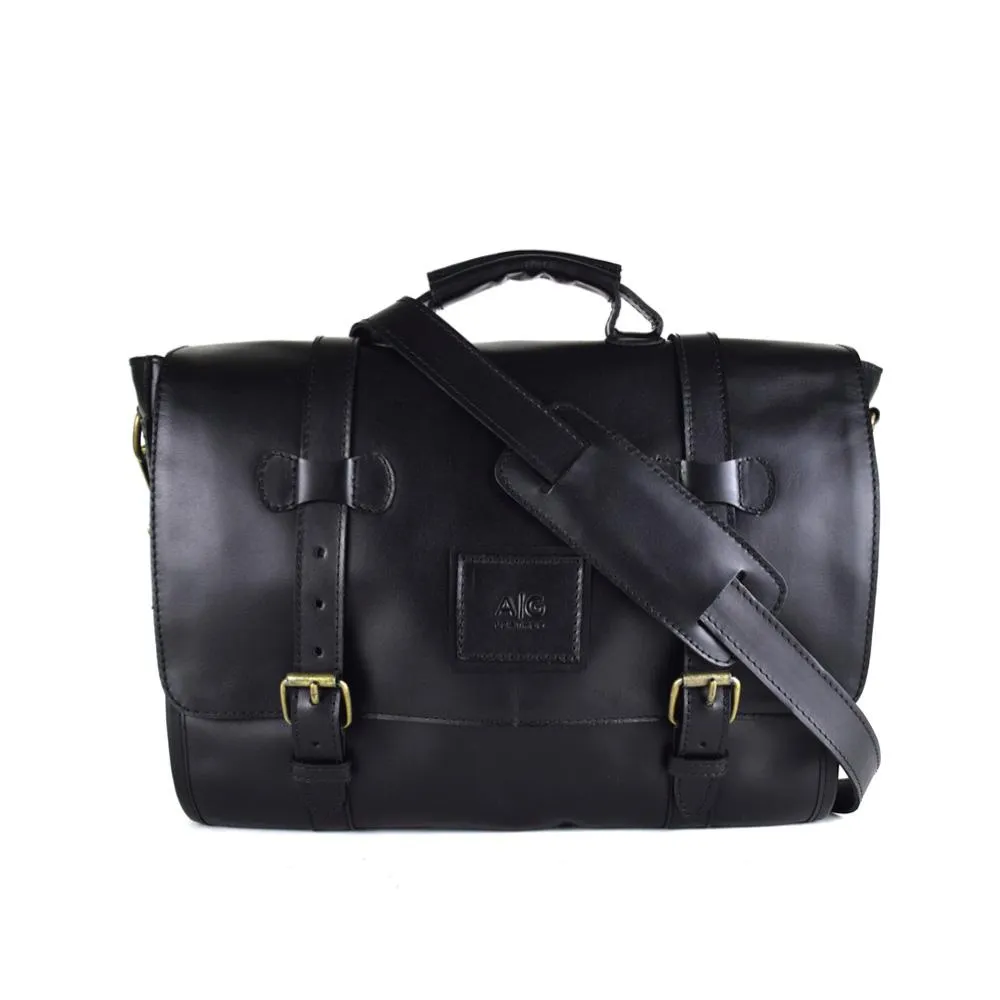 Wyoming Portfolio Briefcase in Black Leather - Harley logo - FINAL SALE - no exchange - 45% off